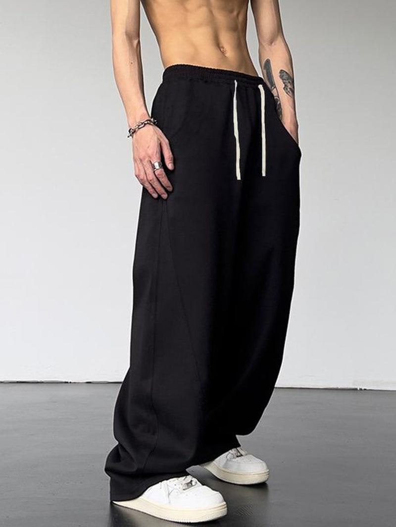 Drawstring Elastic Waist Baggy Sweatpants Y2K Loose Wide Leg Long Pants with Pocket