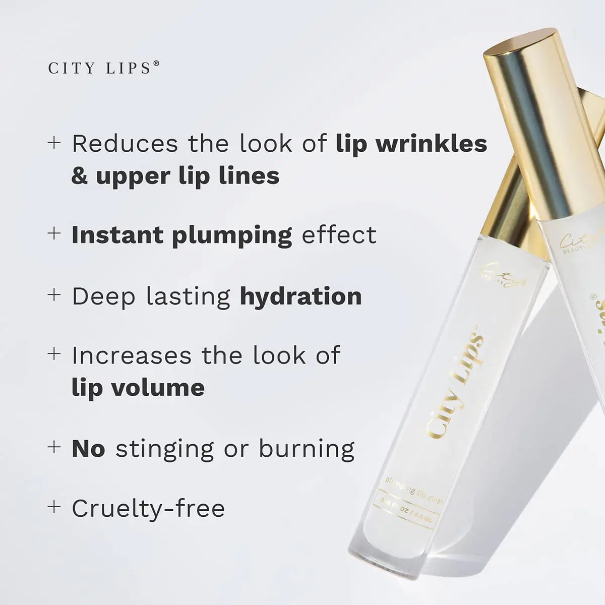 City Beauty City Lips Clear - Plumping Lip Gloss - Hydrate & Volumize - High Shine Lip Plumper - Hyaluronic Acid & Peptides Visibly Smooth Lip Wrinkles - Cruelty-Free