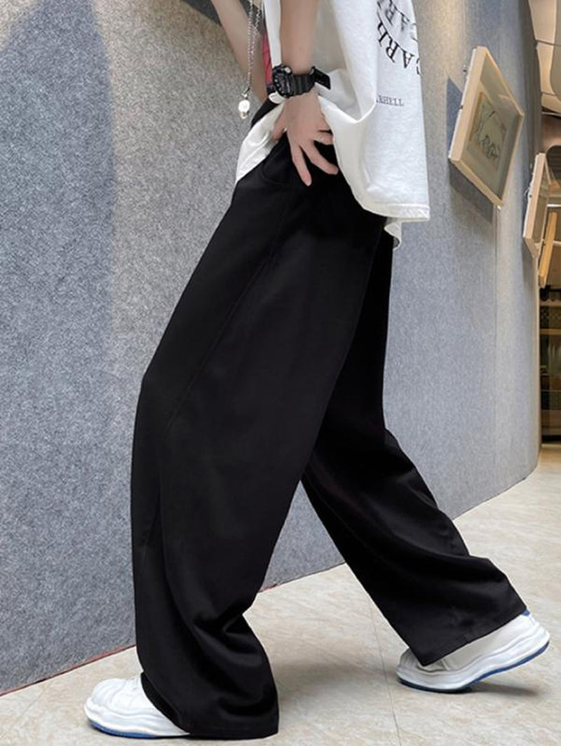 Drawstring Elastic Waist Baggy Sweatpants Y2K Loose Wide Leg Long Pants with Pocket