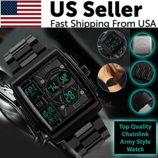 Chronograph Men's Digital Army Military Sport Quartz Analog Waterproof Watch US