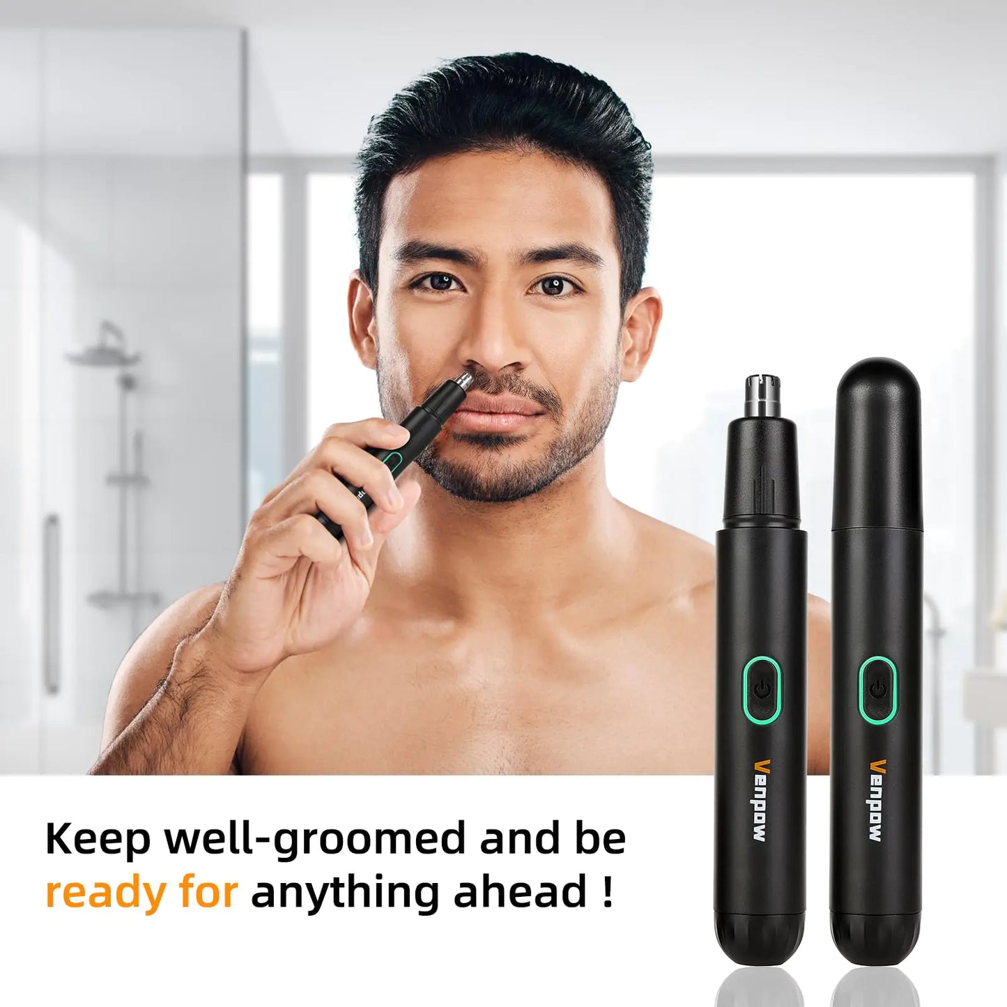 Rechargeable Ear and Nose Hair Trimmer - 2023 Professional Painless Eyebrow & Facial Hair Trimmer for Men Women, Powerful Motor and Dual-Edge Blades for Smoother Cutting, Black Battery Powered+rechargeable