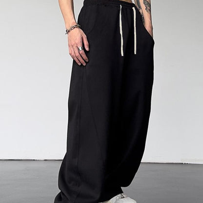 Drawstring Elastic Waist Baggy Sweatpants Y2K Loose Wide Leg Long Pants with Pocket