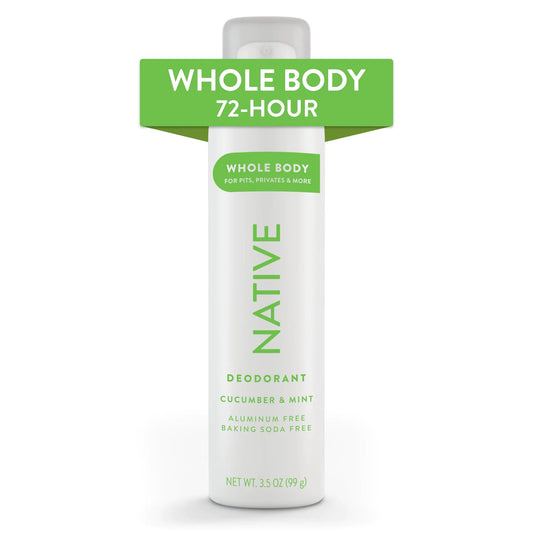 Native Whole Body Deodorant Spray Contains Naturally Derived Ingredients, Deodorant for Women & Men | 72 Hour Odor Protection, Aluminum Free with Coconut Oil and Shea Butter | Cucumber & Mint