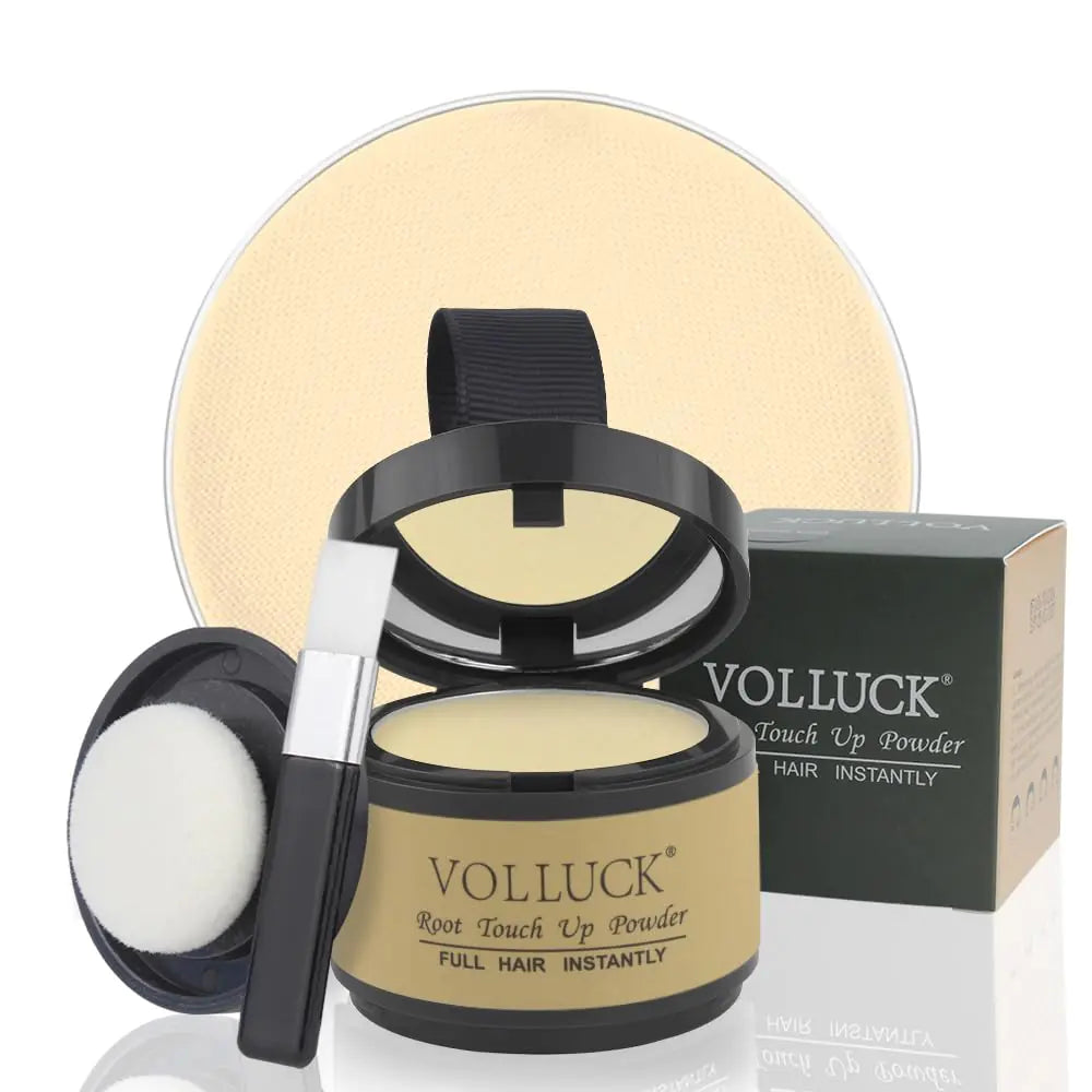 VOLLUCK Root Touch Up Powder for Gray Hair and Beard - 0.35 Ounce Hairline Filler for Women and Men, Hair Shadow Concealer for Bald Spots and Eyebrows, Dark Black