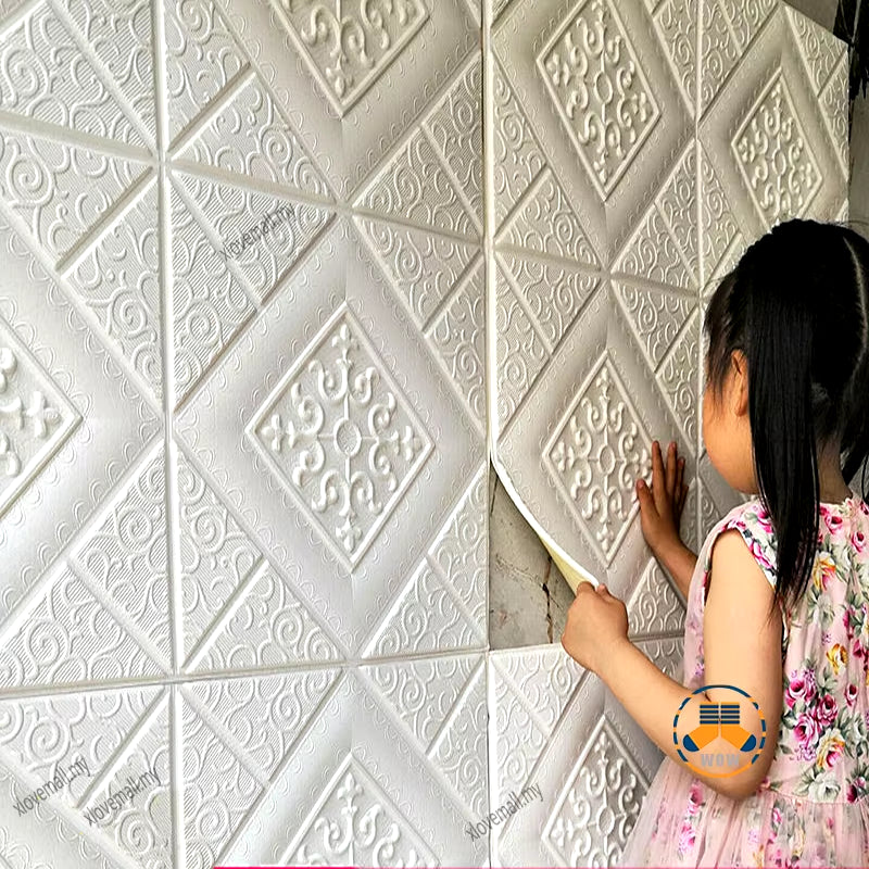 10Pcs 70×70Cm Ceiling Wallpaper 3D Foam Brick Wallpaper Adhesive Wall Decor Wall Stickers