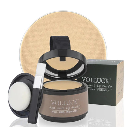 VOLLUCK Root Touch Up Powder for Gray Hair and Beard - 0.35 Ounce Hairline Filler for Women and Men, Hair Shadow Concealer for Bald Spots and Eyebrows, Dark Black