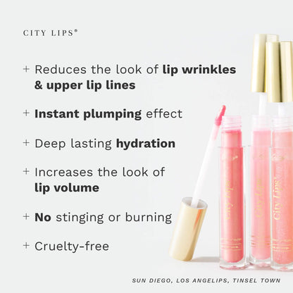 City Beauty City Lips Plumping Lip Gloss Nude - High-Shine Gloss for Fuller, Younger-Looking Lips | Hydrating & Smoothing Lip Treatment Hyaluronic Acid