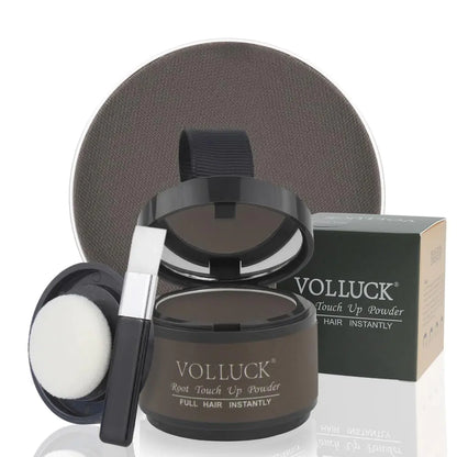 VOLLUCK Root Touch Up Powder for Gray Hair and Beard - 0.35 Ounce Hairline Filler for Women and Men, Hair Shadow Concealer for Bald Spots and Eyebrows, Dark Black