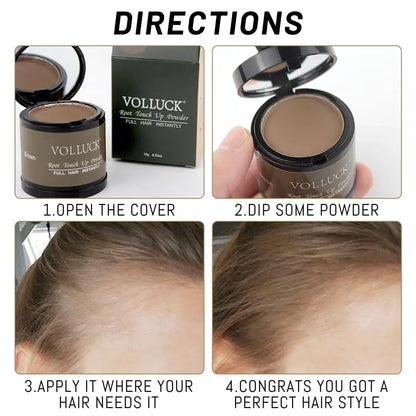 VOLLUCK Root Touch Up Powder for Gray Hair and Beard - 0.35 Ounce Hairline Filler for Women and Men, Hair Shadow Concealer for Bald Spots and Eyebrows, Dark Black