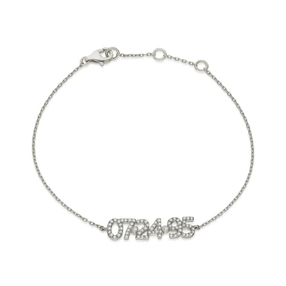 Custom 925 Silver Diamond Number Bracelet