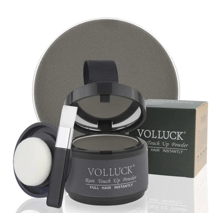 VOLLUCK Root Touch Up Powder for Gray Hair and Beard - 0.35 Ounce Hairline Filler for Women and Men, Hair Shadow Concealer for Bald Spots and Eyebrows, Dark Black