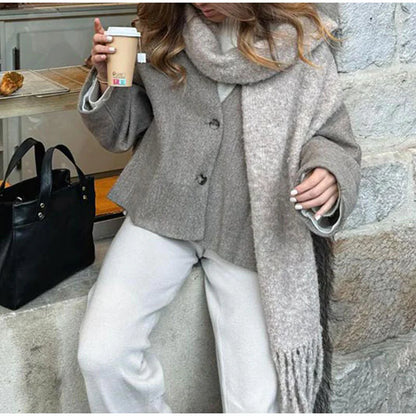 V-neck Long Sleeve Button Short Coat