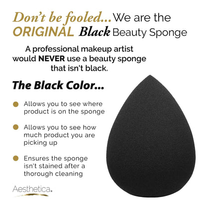 Aesthetica Cosmetics Beauty Sponge Blender - Latex Free and Vegan Makeup Sponge Blender - For Powder, Cream or Liquid Application - One Piece Make Up Sponge 1 Count (Pack of 1)