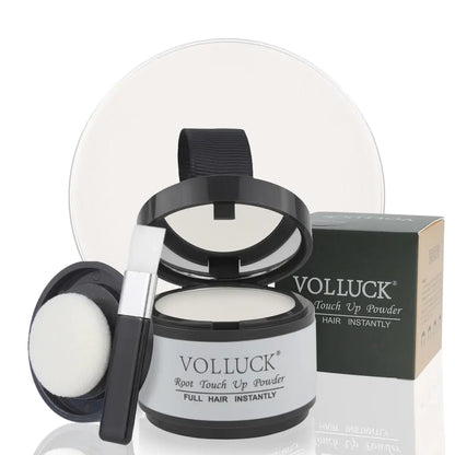 VOLLUCK Root Touch Up Powder for Gray Hair and Beard - 0.35 Ounce Hairline Filler for Women and Men, Hair Shadow Concealer for Bald Spots and Eyebrows, Dark Black