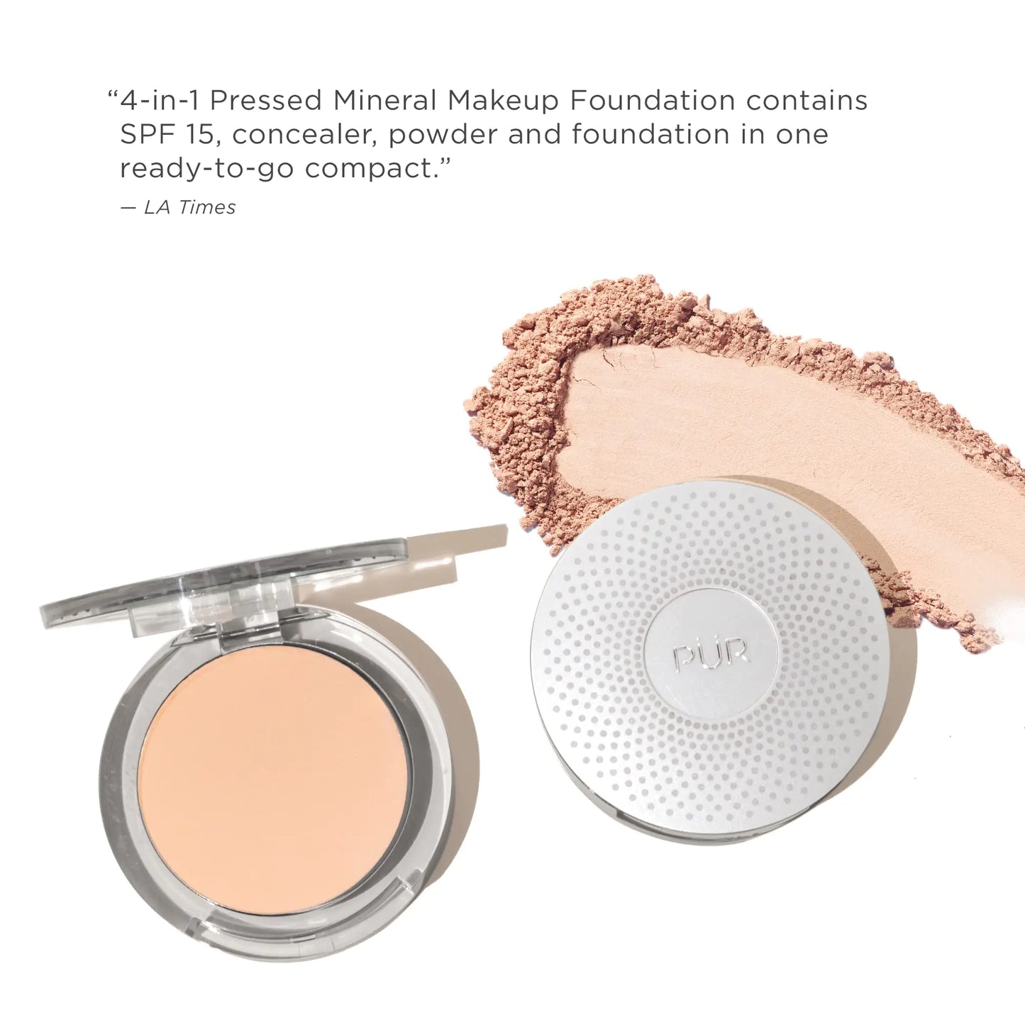 PÜR Beauty 4-in-1 Pressed Mineral Makeup SPF 15 Powder Foundation with Concealer & Finishing Powder- Medium to Full Coverage Foundation- Mineral-Based Powder- Cruelty-Free & Vegan Friendly Cocoa