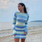 Striped Flare Sleeve Sweater Dress