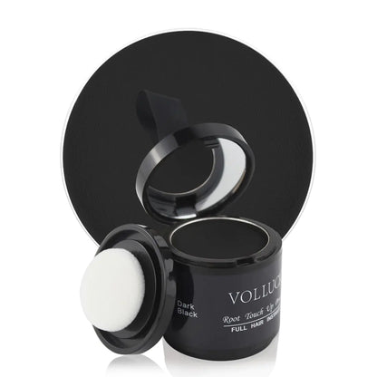 VOLLUCK Root Touch Up Powder for Gray Hair and Beard - 0.35 Ounce Hairline Filler for Women and Men, Hair Shadow Concealer for Bald Spots and Eyebrows, Dark Black