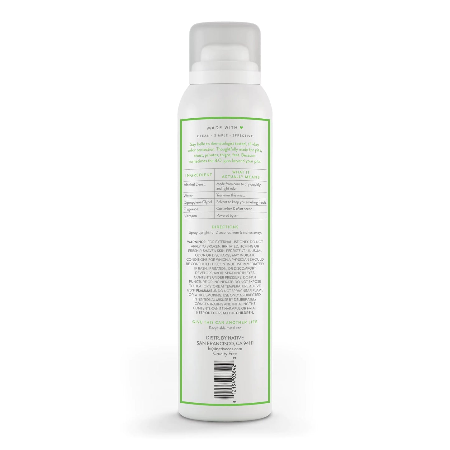 Native Whole Body Deodorant Spray Contains Naturally Derived Ingredients, Deodorant for Women & Men | 72 Hour Odor Protection, Aluminum Free with Coconut Oil and Shea Butter | Cucumber & Mint