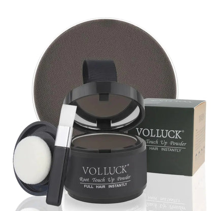 VOLLUCK Root Touch Up Powder for Gray Hair and Beard - 0.35 Ounce Hairline Filler for Women and Men, Hair Shadow Concealer for Bald Spots and Eyebrows, Dark Black