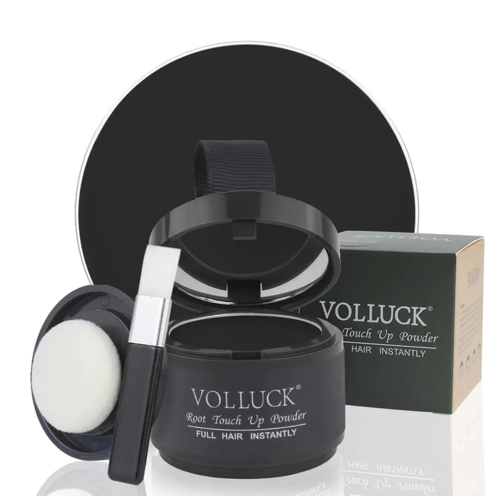 VOLLUCK Root Touch Up Powder for Gray Hair and Beard - 0.35 Ounce Hairline Filler for Women and Men, Hair Shadow Concealer for Bald Spots and Eyebrows, Dark Black