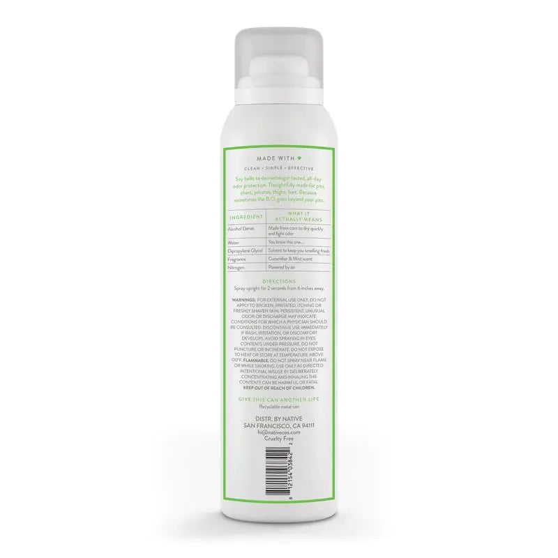 Native Whole Body Deodorant Spray Contains Naturally Derived Ingredients, Deodorant for Women & Men | 72 Hour Odor Protection, Aluminum Free with Coconut Oil and Shea Butter | Cucumber & Mint