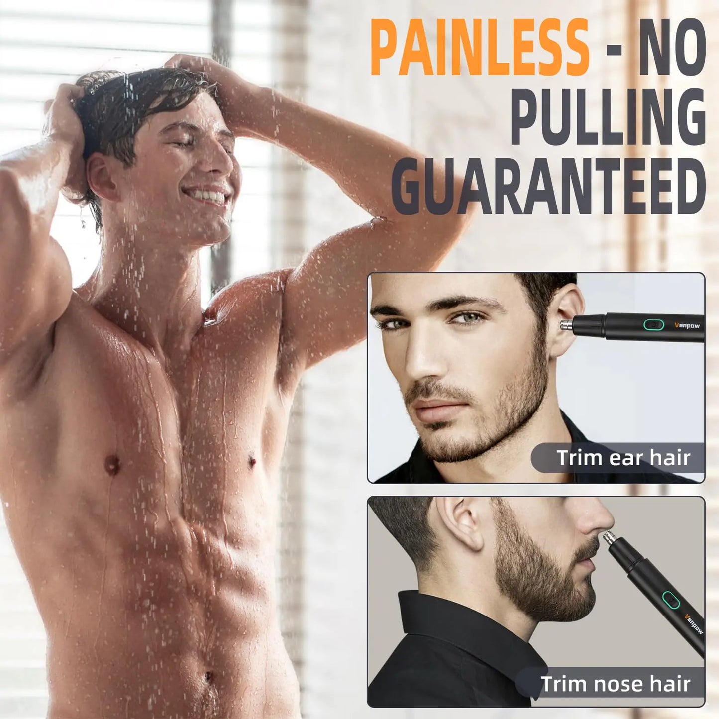 Rechargeable Ear and Nose Hair Trimmer - 2023 Professional Painless Eyebrow & Facial Hair Trimmer for Men Women, Powerful Motor and Dual-Edge Blades for Smoother Cutting, Black Battery Powered+rechargeable