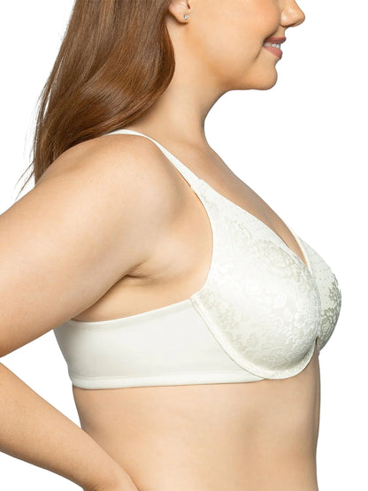 Vanity Fair Women's Beauty Back Smoothing Minimizer Bra, Minimizes Bust Line up to 1.5", Non Padded Cups up to H 36D White Coconut Lace