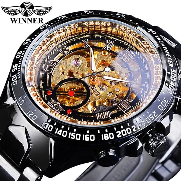 Men's Mechanical Sport Golden Watch