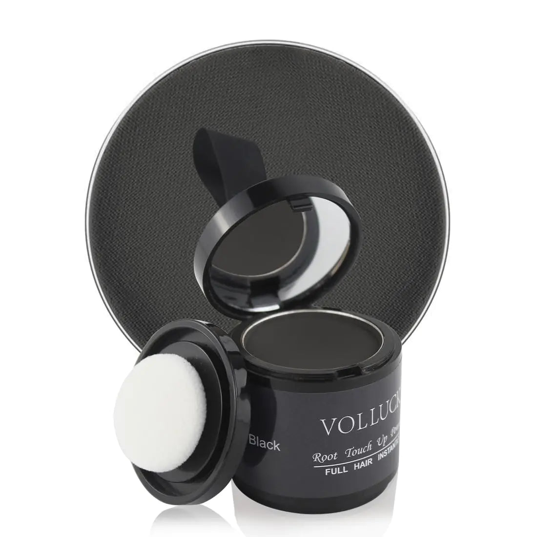 VOLLUCK Root Touch Up Powder for Gray Hair and Beard - 0.35 Ounce Hairline Filler for Women and Men, Hair Shadow Concealer for Bald Spots and Eyebrows, Dark Black