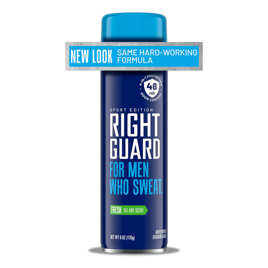 Right Guard Sport Antiperspirant & Deodorant Spray | 4-in-1 Protection Spray Deodorant For Men | Blocks Sweat | 48-Hour Odor Control | Fresh Scent, 6 oz. Fresh Blast 6 Ounce (Pack Of 1)