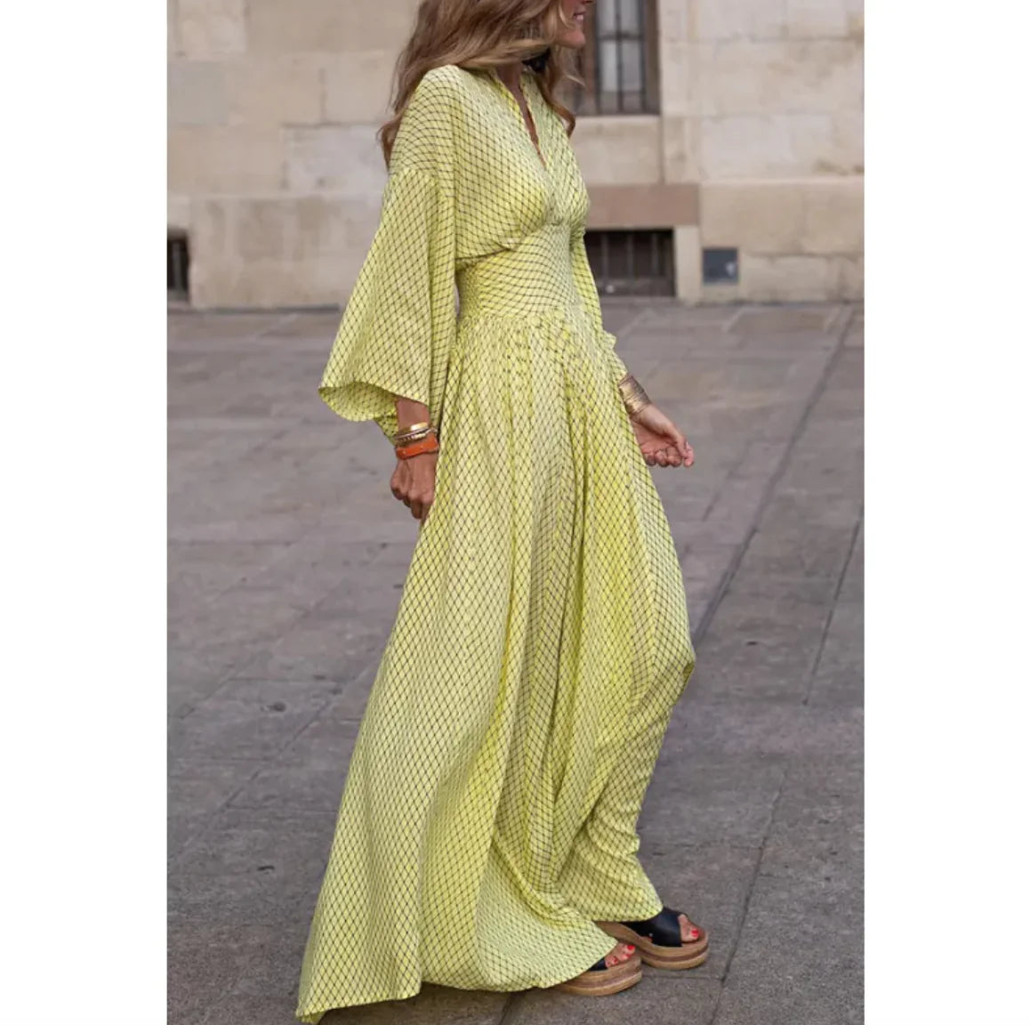 Women's V-Neck Batwing Sleeve Maxi Dress