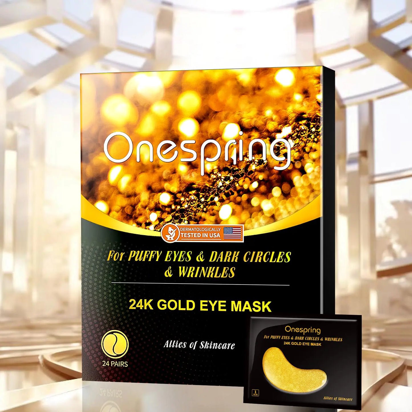 Under Eye Patches (24 Pairs) - Golden Under Eye Mask for Dark Circles, Puffiness & Wrinkles, Natural Collagen Eye Gels Pads for Refreshing, Revitalizing, Beauty & Personal Care 24 Count (Pack of 1) Gold