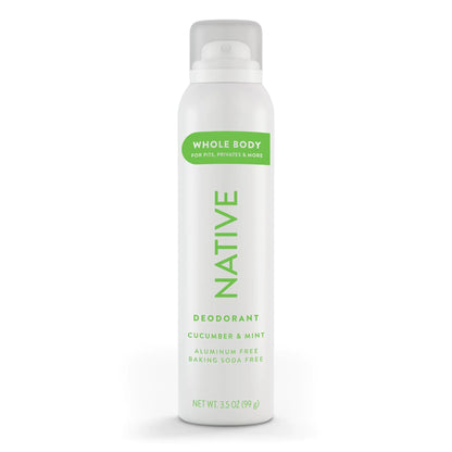 Native Whole Body Deodorant Spray Contains Naturally Derived Ingredients, Deodorant for Women & Men | 72 Hour Odor Protection, Aluminum Free with Coconut Oil and Shea Butter | Cucumber & Mint