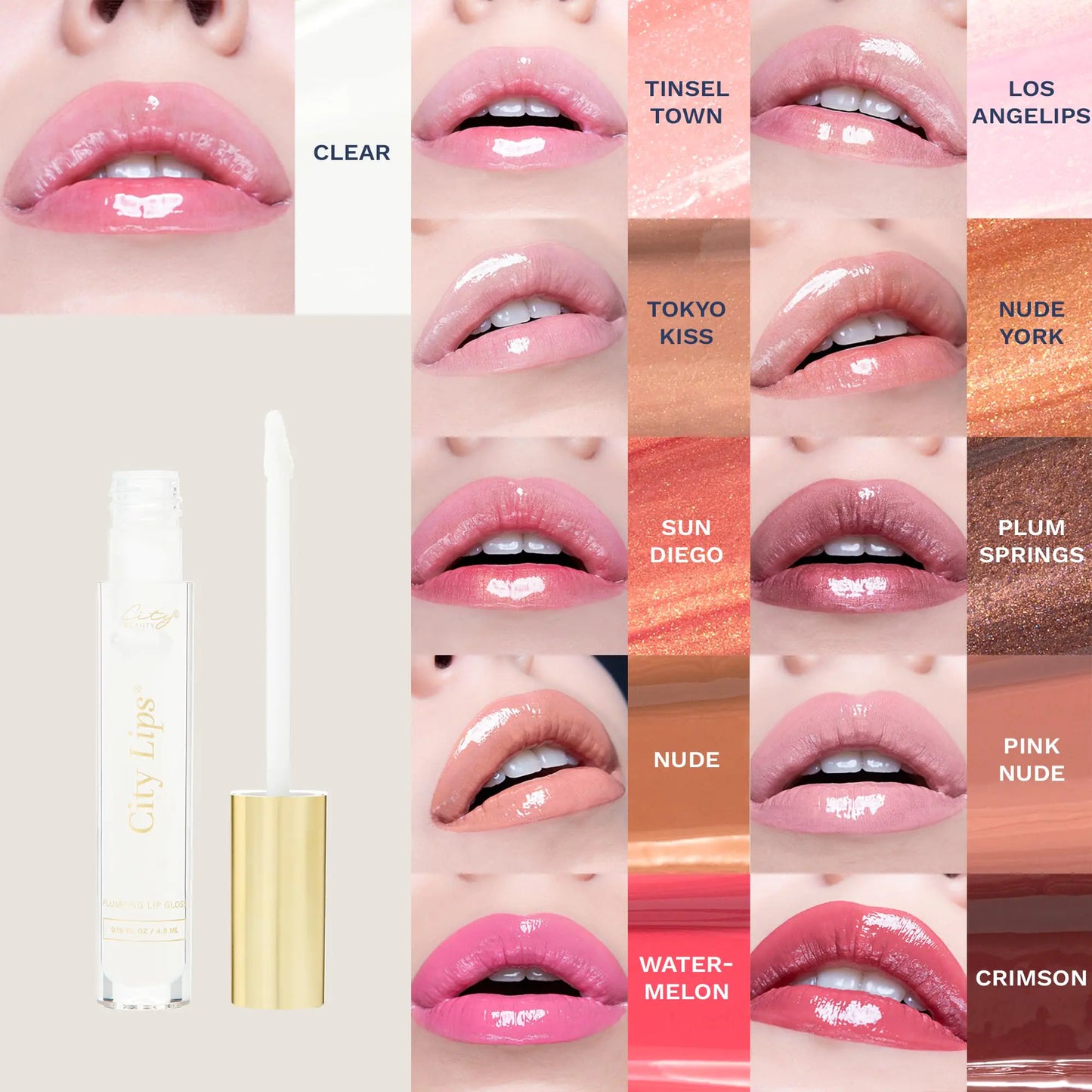 City Beauty City Lips Clear - Plumping Lip Gloss - Hydrate & Volumize - High Shine Lip Plumper - Hyaluronic Acid & Peptides Visibly Smooth Lip Wrinkles - Cruelty-Free