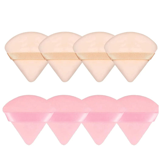 8 Pieces Triangle Powder Puff Face Soft Triangle Makeup Puff Velour Cosmetic Foundation Blender Sponge Beauty Makeup Tools Pink, Nude 8 Count (Pack of 1)