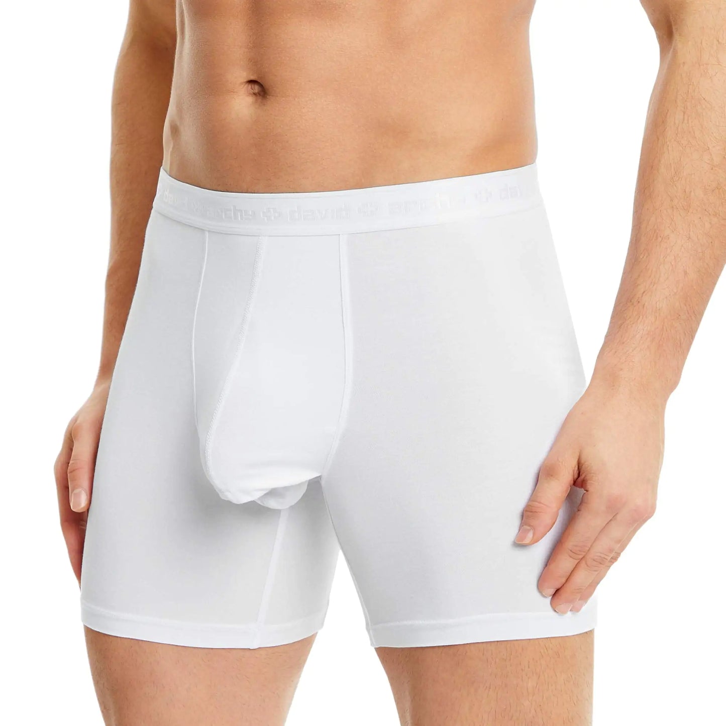 DAVID ARCHY Men's Underwear Micro Modal Dual Pouch Trunks Support Ball Pouch Bulge Enhancing Boxer Briefs for Men 4 Or 7 Pack White - 6.5" in 3 Pack Large