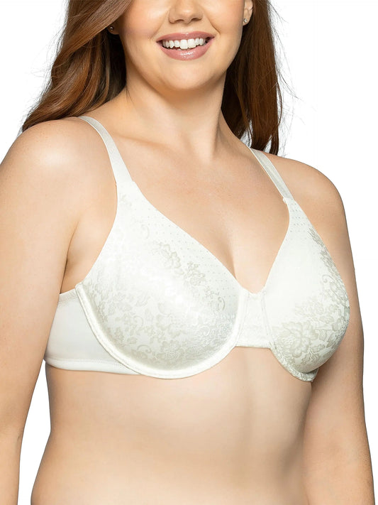 Vanity Fair Women's Beauty Back Smoothing Minimizer Bra, Minimizes Bust Line up to 1.5", Non Padded Cups up to H 36D White Coconut Lace