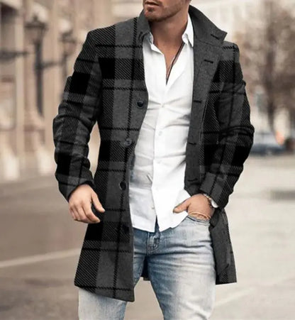 Men's Fashion Casual Tweed Stand-up Collar Coat