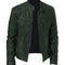 Men's Zip Cardigan PU Leather Jacket With Stand Collar