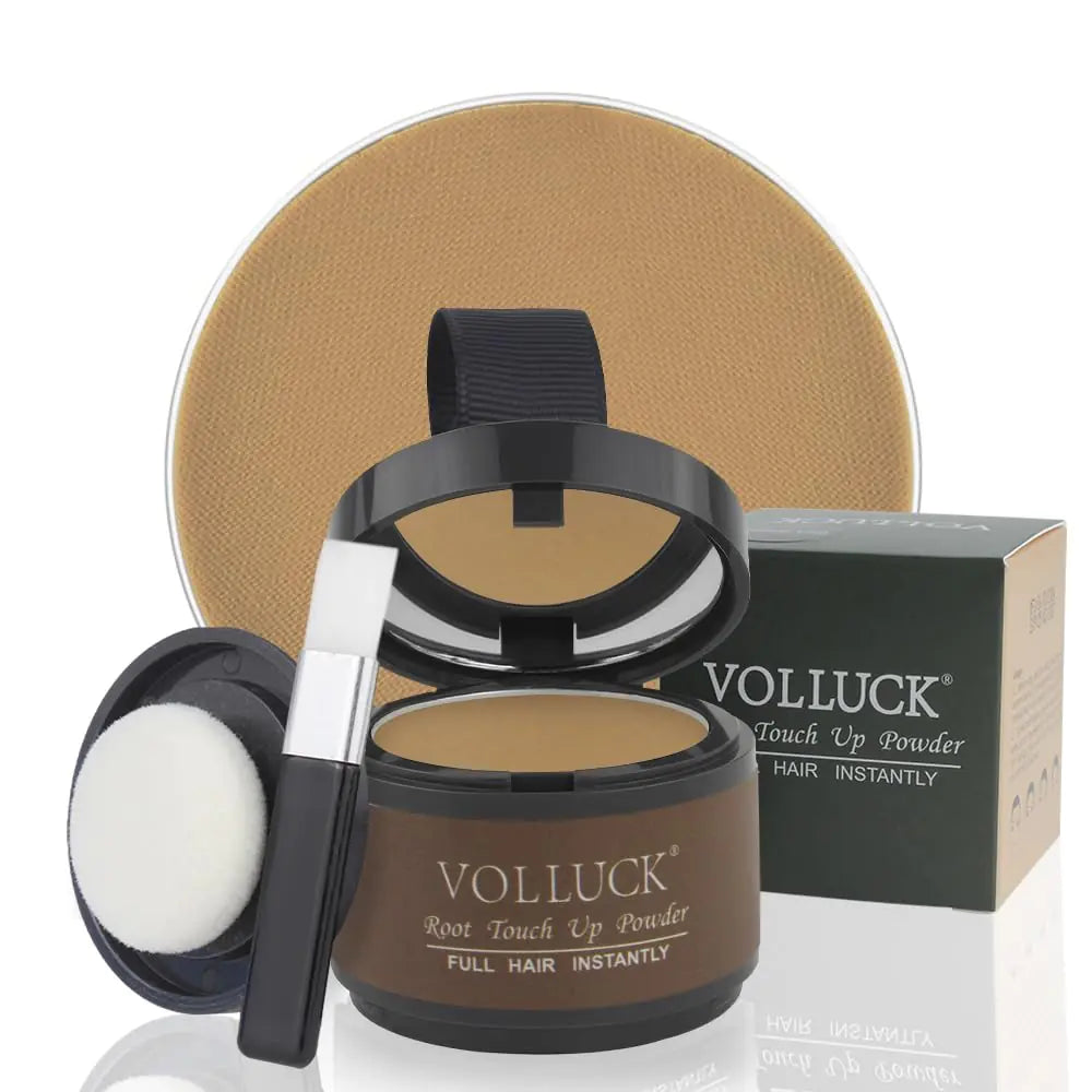 VOLLUCK Root Touch Up Powder for Gray Hair and Beard - 0.35 Ounce Hairline Filler for Women and Men, Hair Shadow Concealer for Bald Spots and Eyebrows, Dark Black